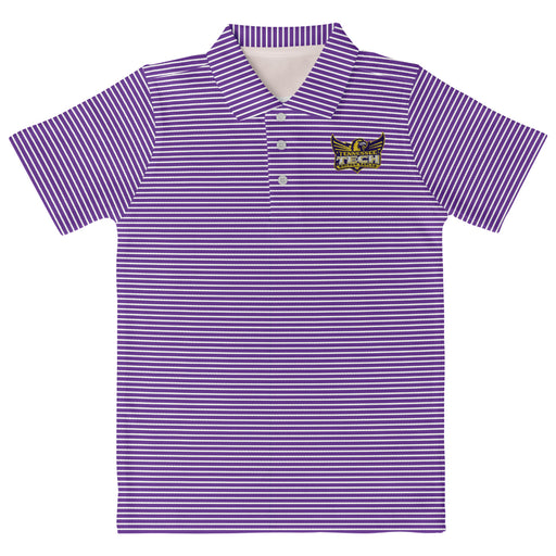 Tennessee Tech Golden Eagles TTU Embroidered Purple Stripes Short Sleeve Polo Box Shirt