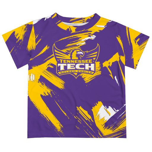 Tennessee Tech Golden Eagles TTU Vive La Fete Boys Game Day Purple Short Sleeve Tee Paint Brush