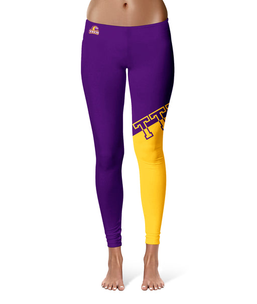 Tennessee Tech Golden Eagles TTU Vive La Fete Game Day Collegiate Leg Color Block Women Purple Gold Yoga Leggings