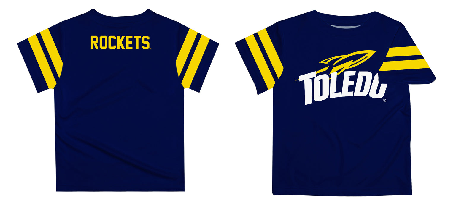 U Toledo Rockets Vive La Fete Boys Game Day Navy Short Sleeve Tee with Stripes on Sleeves - Vive La Fête - Online Apparel Store