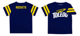 U Toledo Rockets Vive La Fete Boys Game Day Navy Short Sleeve Tee with Stripes on Sleeves - Vive La Fête - Online Apparel Store