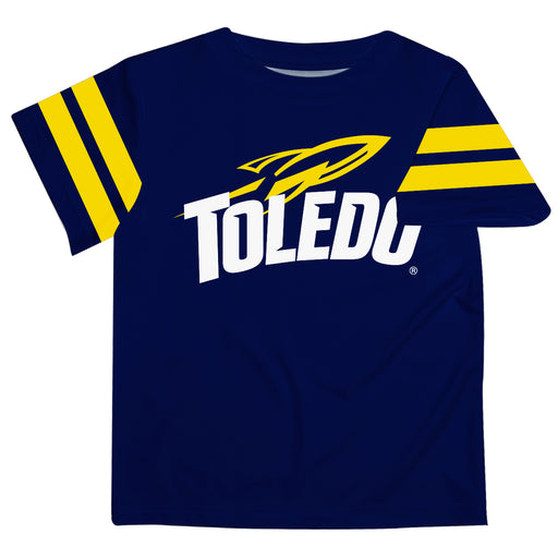 U Toledo Rockets Vive La Fete Boys Game Day Navy Short Sleeve Tee with Stripes on Sleeves - Vive La Fête - Online Apparel Store