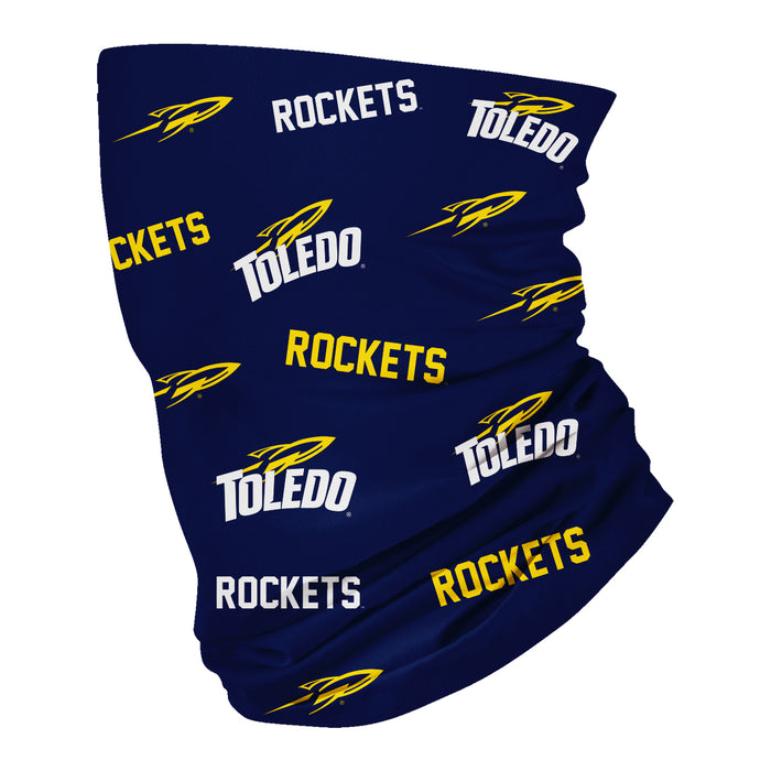 University of Toledo Rockets Vive La Fete All Over Logo Game Day  Collegiate Face Cover Soft 4-Way Stretch Neck Gaiter - Vive La Fête - Online Apparel Store