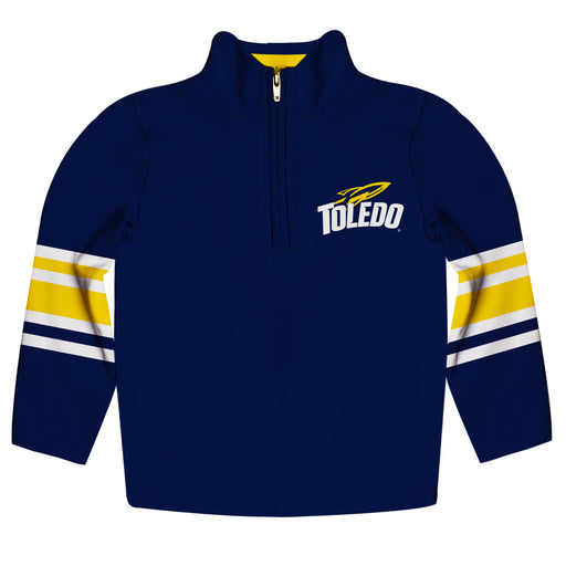 University of Toledo Rockets Vive La Fete Game Day Navy Quarter Zip Pullover Stripes on Sleeves - Vive La Fête - Online Apparel Store