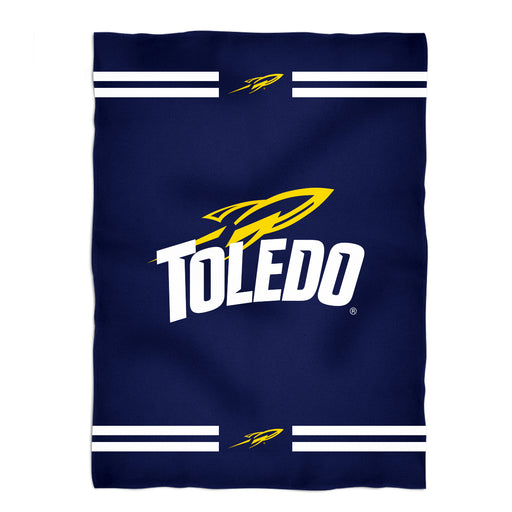 University of Toledo Rockets Vive La Fete Game Day Soft Premium Fleece Navy Throw Blanket 40" x 58” Logo and Stripes - Vive La Fête - Online Apparel Store