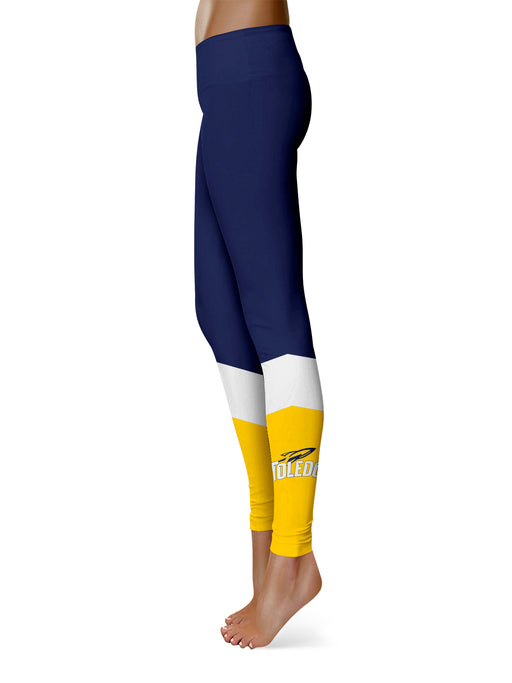 University of Toledo Rockets Vive La Fete Game Day Collegiate Ankle Color Block Women's Navy Gold Yoga Leggings - Vive La Fête - Online Apparel Store