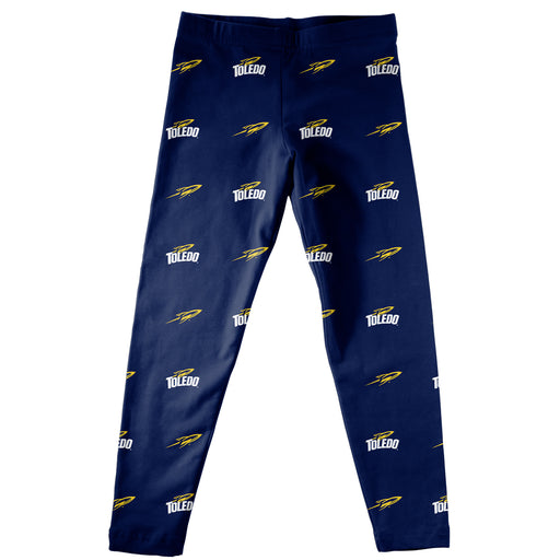 University of Toledo Rockets Vive La Fete Girls Game Day All Over Logo Elastic Waist Classic Play Navy Leggings Tights - Vive La Fête - Online Apparel Store