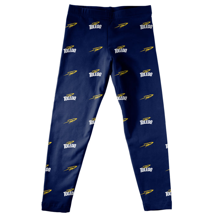 University of Toledo Rockets Vive La Fete Girls Game Day All Over Logo Elastic Waist Classic Play Navy Leggings Tights - Vive La Fête - Online Apparel Store