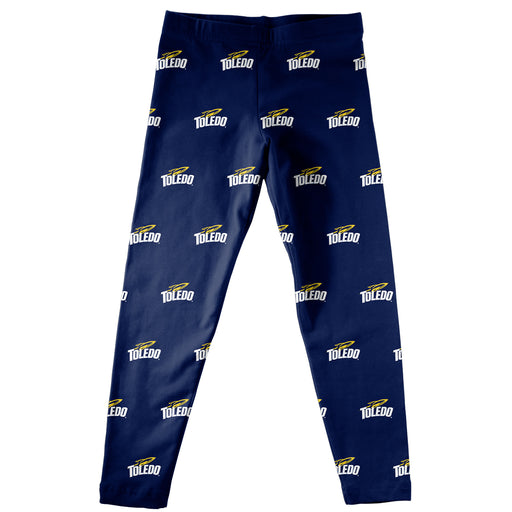 U Toledo Rockets Vive La Fete Girls Game Day All Over Logo Elastic Waist Classic Play Navy Leggings Tights - Vive La Fête - Online Apparel Store