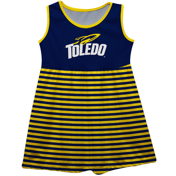 U Toledo Rockets Vive La Fete Girls Game Day Sleeveless Tank Dress Solid Navy Logo Stripes on Skirt - Vive La Fête - Online Apparel Store