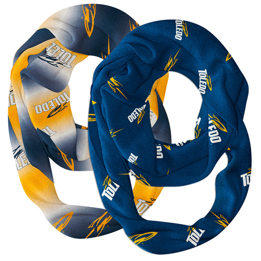 Toledo Rockets Vive La Fete All Over Logo Game Day Collegiate Women Set of 2 Light Weight Ultra Soft Infinity Scarfs