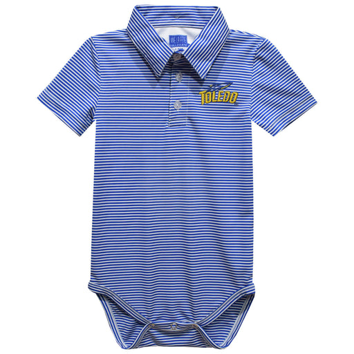 University of Toledo Rockets Embroidered Royal Stripe Knit Boys Polo Bodysuit
