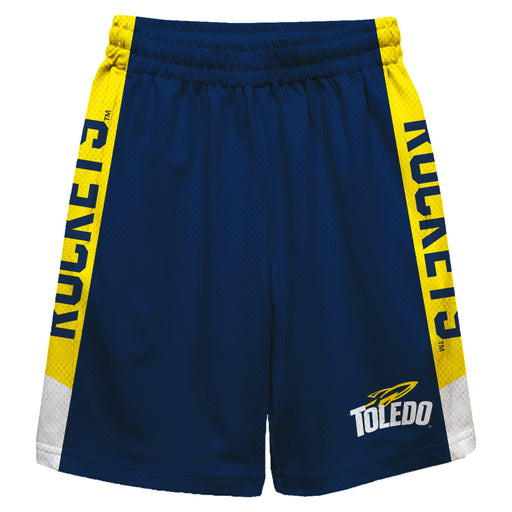 Toledo Rockets Vive La Fete Game Day Blue Stripes Boys Solid Gold Athletic Mesh Short