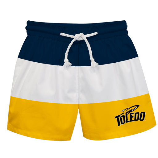U Toledo Rockets Vive La Fete Blue White Gold Stripes Swimtrunks V1