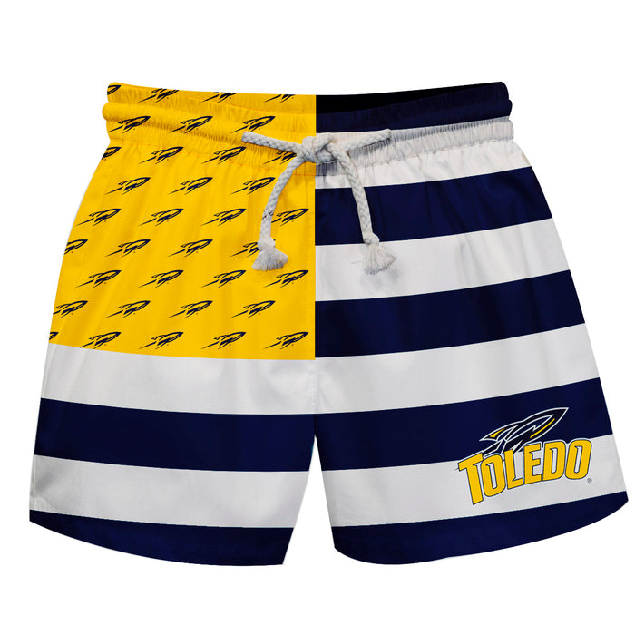 U Toledo Rockets Vive La Fete Game Day Blue White Gold Flag Swimtrunks V1