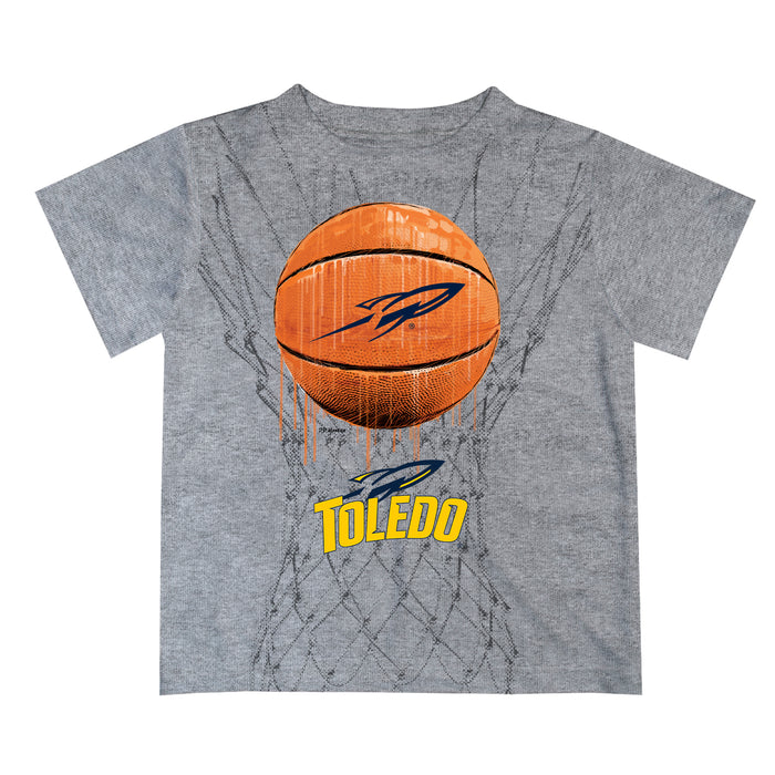 University of Toledo Rockets Original Dripping Basketball Heather Gray T-Shirt by Vive La Fete