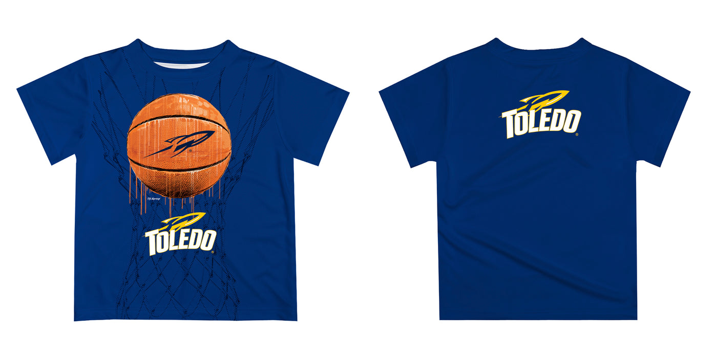 University of Toledo Rockets Original Dripping Basketball Blue T-Shirt by Vive La Fete - Vive La Fête - Online Apparel Store