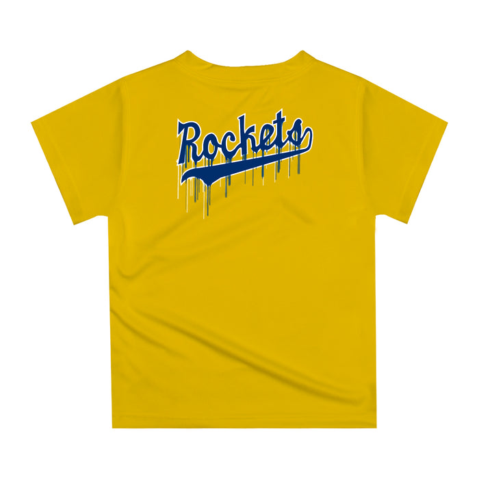 Toledo Rockets Original Dripping Baseball Helmet Gold T-Shirt by Vive La Fete - Vive La Fête - Online Apparel Store