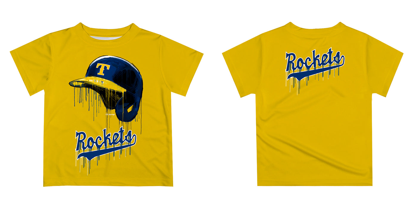 Toledo Rockets Original Dripping Baseball Helmet Gold T-Shirt by Vive La Fete - Vive La Fête - Online Apparel Store