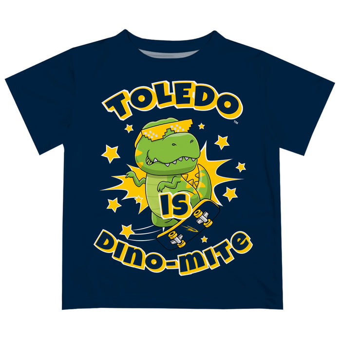 University of Toledo Rockets Vive La Fete Dino-Mite Boys Game Day Blue Short Sleeve Tee