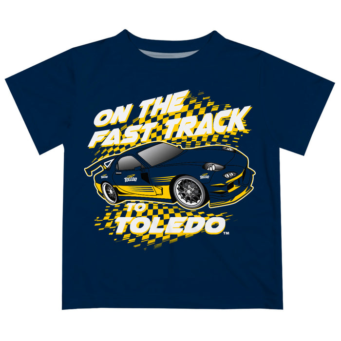 University of Toledo Rockets Vive La Fete Fast Track Boys Game Day Blue Short Sleeve Tee