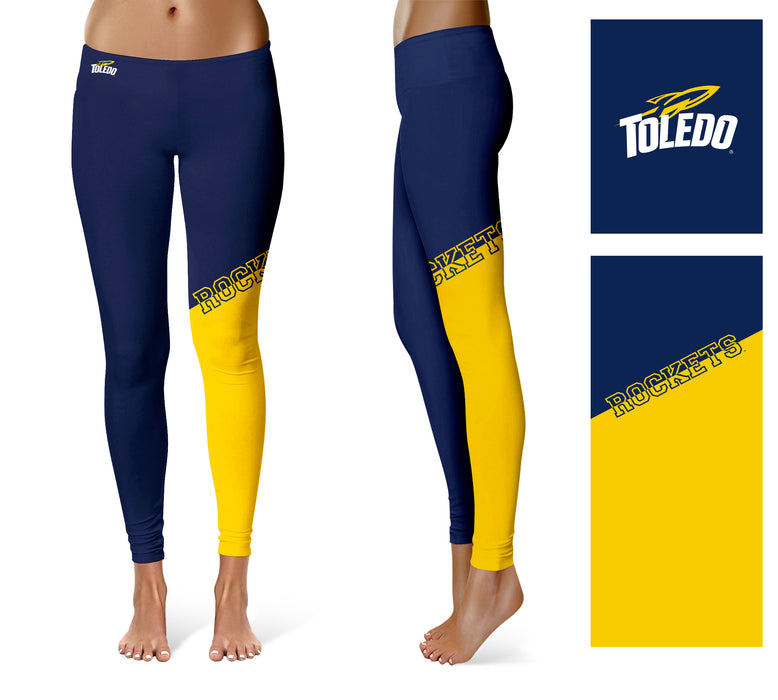 University of Toledo Rockets Vive La Fete Game Day Collegiate Leg Color Block Women Blue Gold Yoga Leggings - Vive La Fête - Online Apparel Store