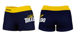 Toledo Rockets Vive La Fete Logo on Thigh & Waistband Blue Gold Women Yoga Booty Workout Shorts 3.75 Inseam - Vive La Fête - Online Apparel Store