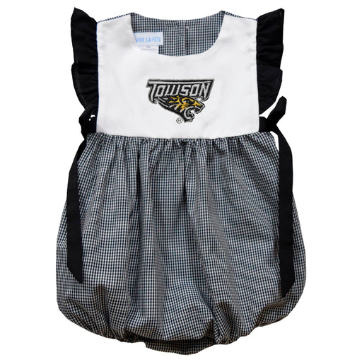 Towson University Tigers TU Embroidered Black Gingham Girls Bubble
