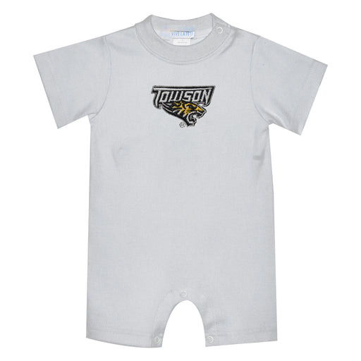 Towson University Tigers TU Embroidered White Knit Short Sleeve Boys Romper