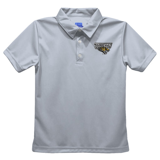 Towson University Tigers TU Embroidered Gray Short Sleeve Polo Box Shirt