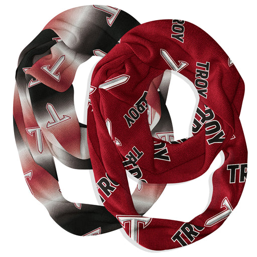 Troy Trojans Vive La Fete All Over Logo Game Day Collegiate Women Set of 2 Light Weight Ultra Soft Infinity Scarfs