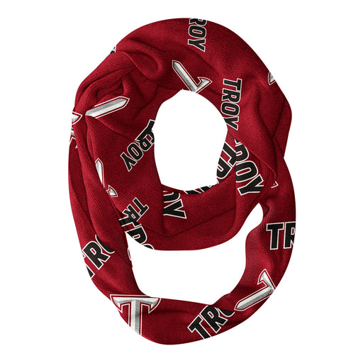 Troy Trojans Vive La Fete Repeat Logo Game Day Collegiate Women Light Weight Ultra Soft Infinity Scarf