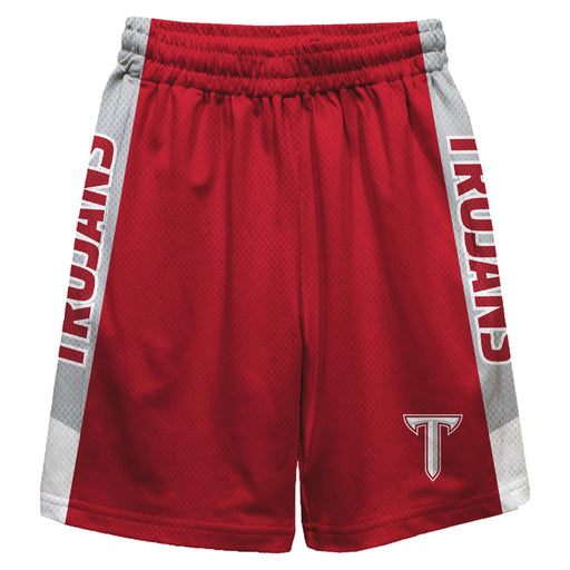 Troy Trojans Vive La Fete Game Day Maroon Stripes Boys Solid Gray Athletic Mesh Short