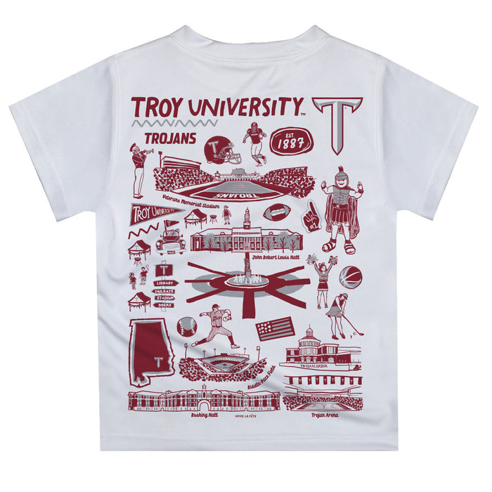 Troy Trojans Hand Sketched Vive La Fete Impressions Artwork Boys Gray Short Sleeve Tee Shirt - Vive La Fête - Online Apparel Store