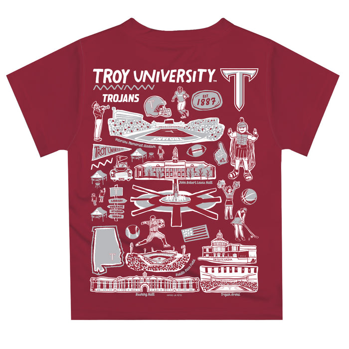Troy Trojans Hand Sketched Vive La Fete Impressions Artwork Boys Gray Short Sleeve Tee Shirt - Vive La Fête - Online Apparel Store