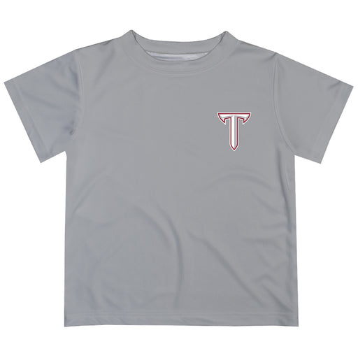 Troy Trojans Hand Sketched Vive La Fete Impressions Artwork Boys Gray Short Sleeve Tee Shirt