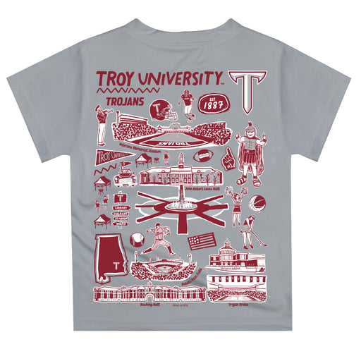 Troy Trojans Hand Sketched Vive La Fete Impressions Artwork Boys Gray Short Sleeve Tee Shirt - Vive La Fête - Online Apparel Store