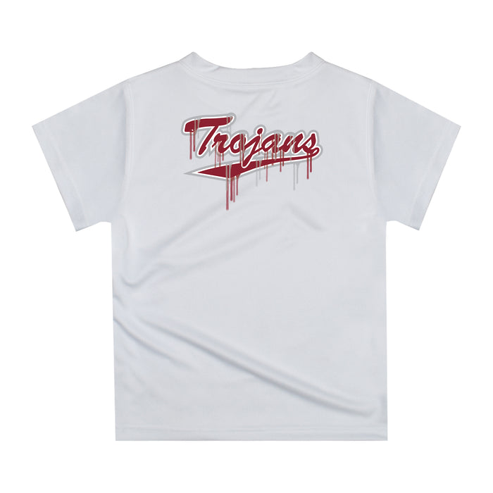 Troy Trojans Original Dripping Baseball Helmet Maroon T-Shirt by Vive La Fete - Vive La Fête - Online Apparel Store