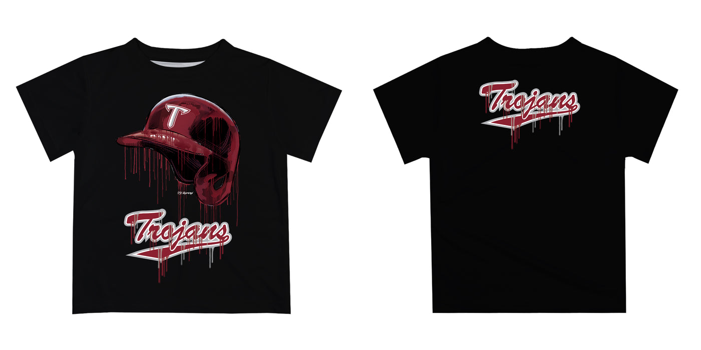 Troy Trojans Original Dripping Baseball Helmet Maroon T-Shirt by Vive La Fete - Vive La Fête - Online Apparel Store