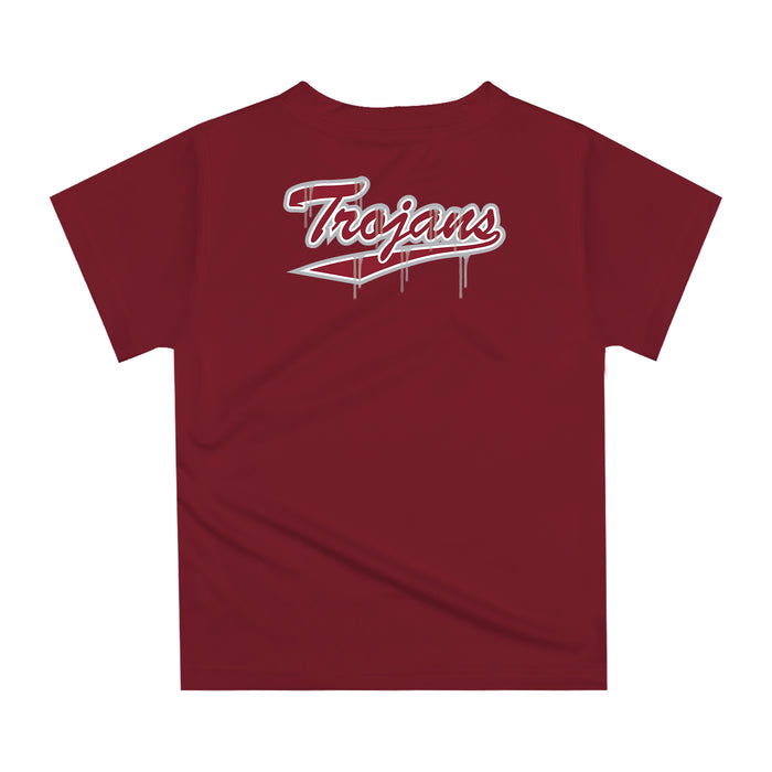 Troy Trojans Original Dripping Baseball Helmet Maroon T-Shirt by Vive La Fete - Vive La Fête - Online Apparel Store