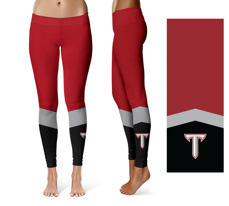 Troy Trojans Vive la Fete Game Day Collegiate Ankle Color Block Women Red Black Yoga Leggings - Vive La Fête - Online Apparel Store