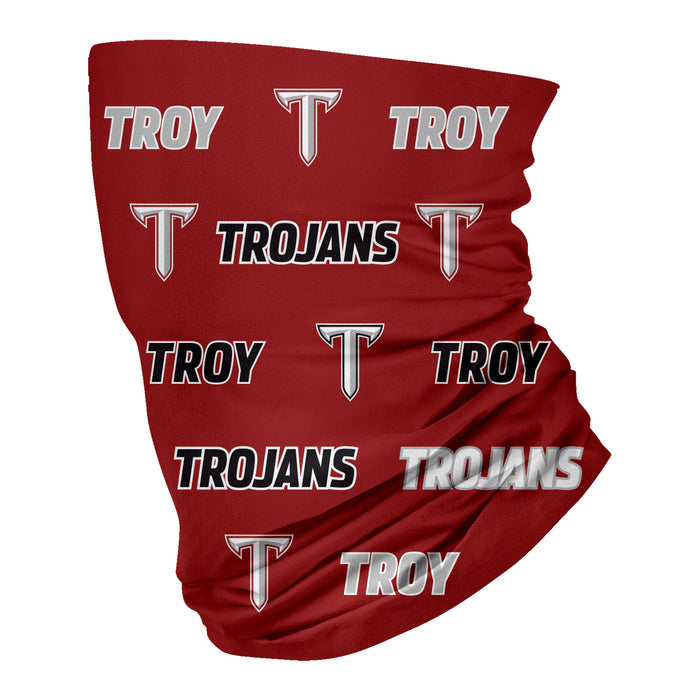 Troy Trojans Neck Gaiter Red All Over Logo - Vive La Fête - Online Apparel Store