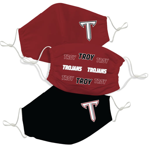 Troy Trojans Face Mask Maroon and Black Set of Three - Vive La Fête - Online Apparel Store