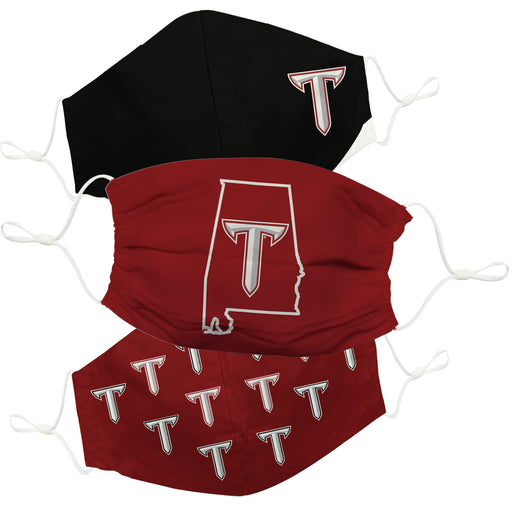 Troy Trojans 3 Ply Vive La Fete Face Mask 3 Pack Game Day Collegiate Unisex Face Covers Reusable Washable - Vive La Fête - Online Apparel Store
