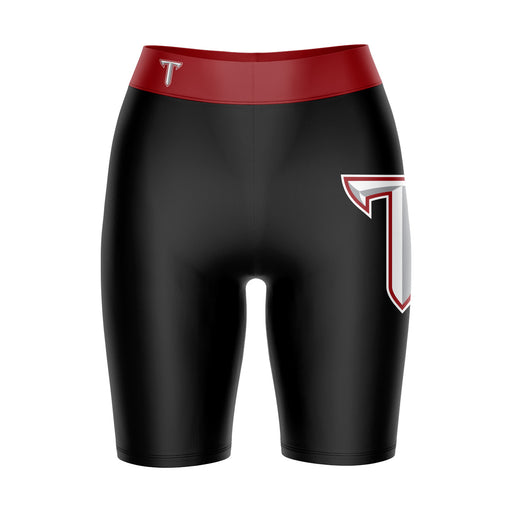 Troy Trojans Vive La Fete Game Day Logo on Thigh and Waistband Black and Maroon Women Bike Short 9 Inseam"