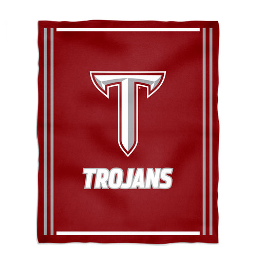 Troy Trojans Red Wolves Vive La Fete Kids Game Day Red Plush Soft Minky Blanket 36 x 48 Mascot