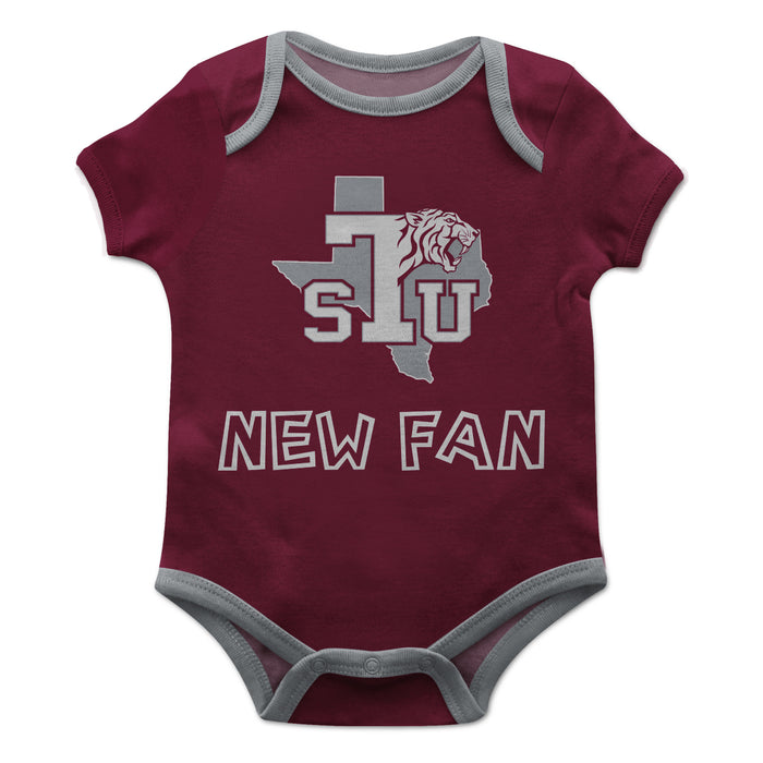 Texas Southern Tigers Vive La Fete Infant Game Day Maroon Short Sleeve Onesie New Fan Logo and Mascot Bodysuit