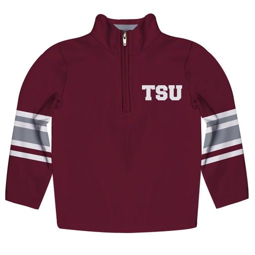 Texas Southern Universtiy Tigers Vive La Fete Game Day Maroon Quarter Zip Pullover Stripes on Sleeves