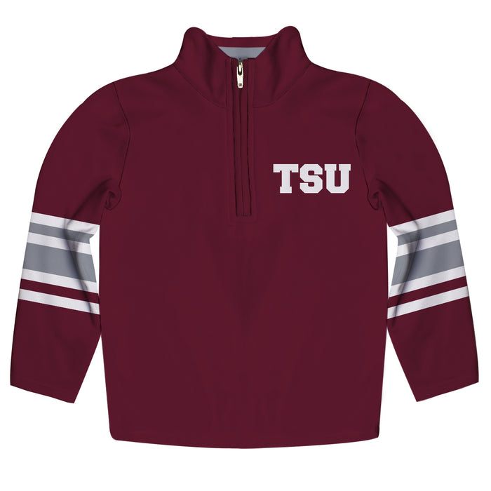 Texas Southern Universtiy Tigers Vive La Fete Game Day Maroon Quarter Zip Pullover Stripes on Sleeves