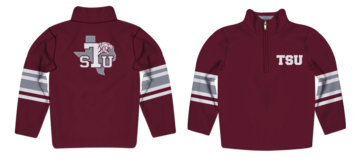 Texas Southern Universtiy Tigers Vive La Fete Game Day Maroon Quarter Zip Pullover Stripes on Sleeves - Vive La Fête - Online Apparel Store